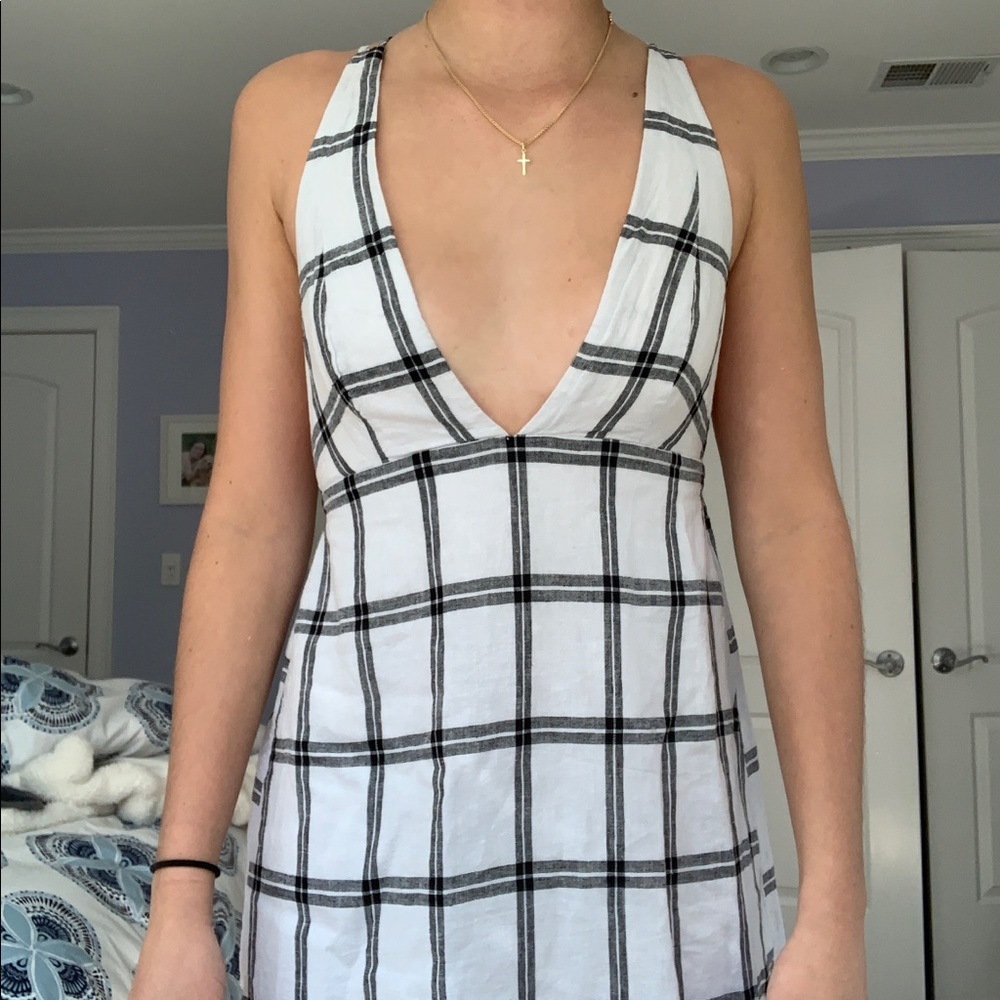 Deep V open back dress